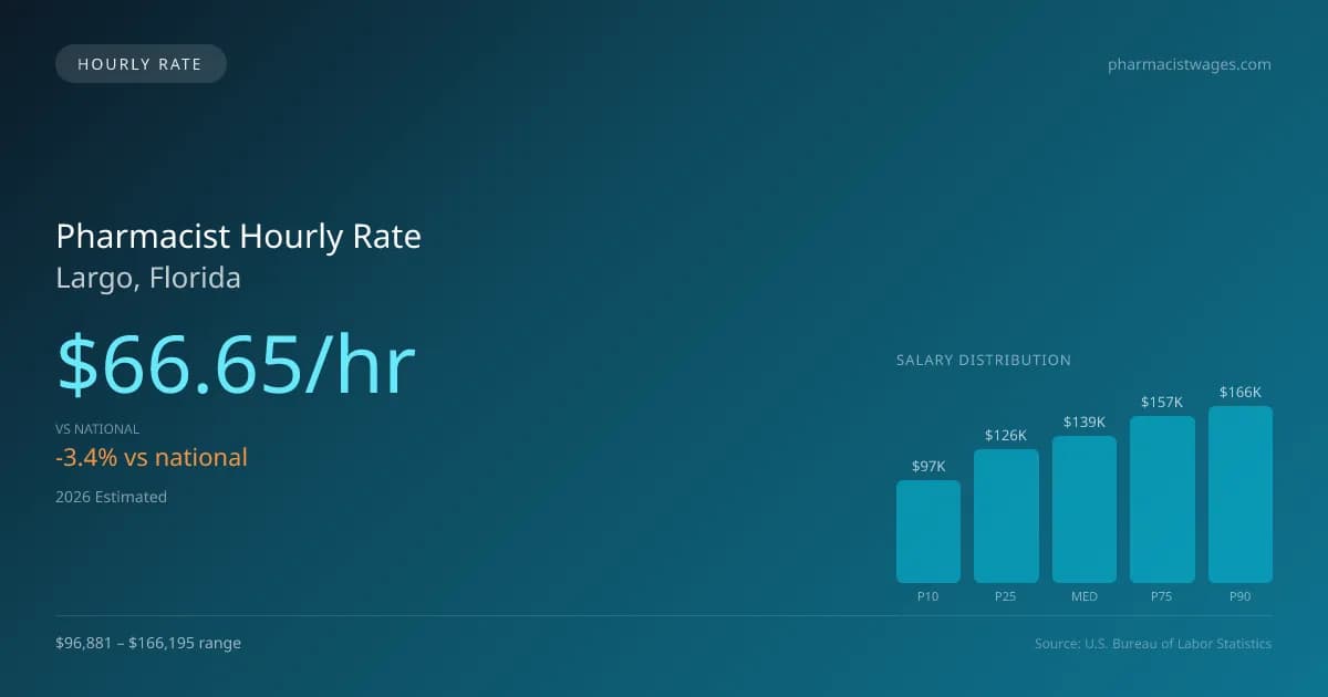 Pharmacist Hourly Rate in Largo, FL — 2026 est., based on 2025 BLS