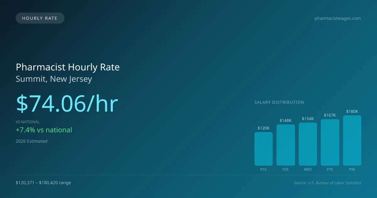 Pharmacist Hourly Rate in Summit, NJ — 2026 est., based on 2025 BLS