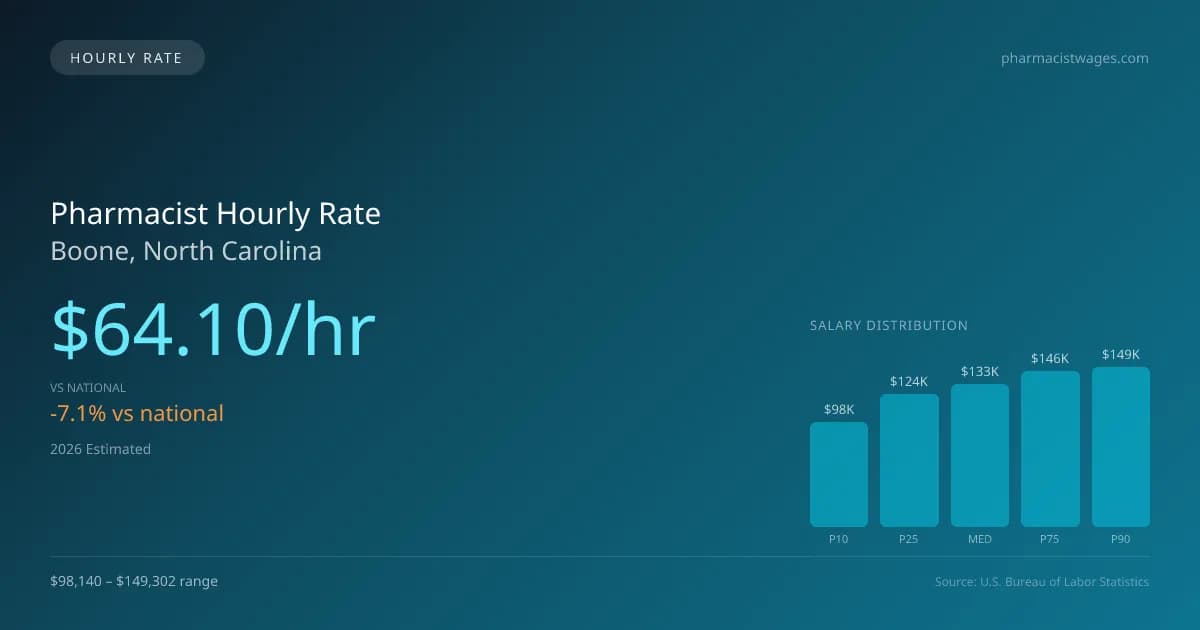 Pharmacist Hourly Rate in Boone, NC — 2026 est., based on 2025 BLS