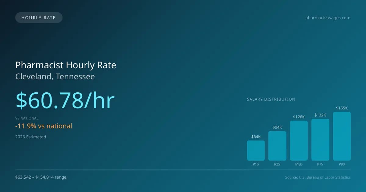 Pharmacist Hourly Rate in Cleveland, TN — 2026 est., based on 2025 BLS
