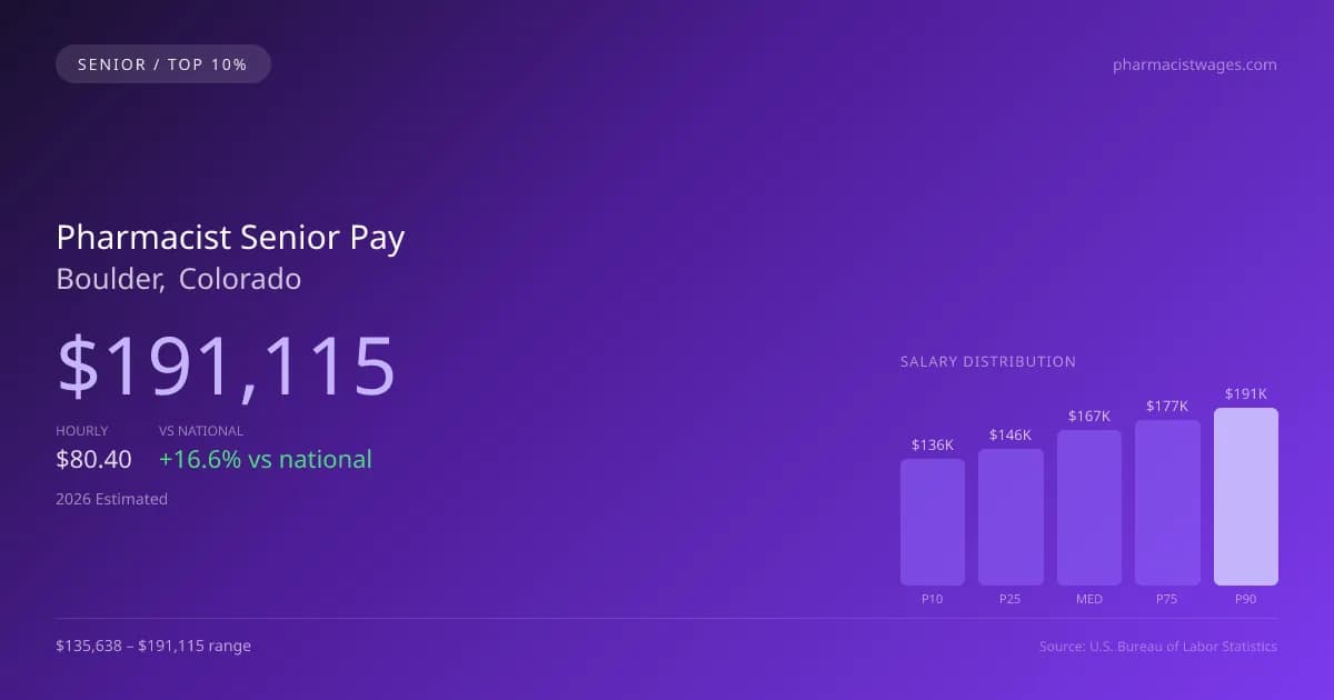 Pharmacist Senior Salary in Boulder, CO — 2026 est., based on 2025 BLS