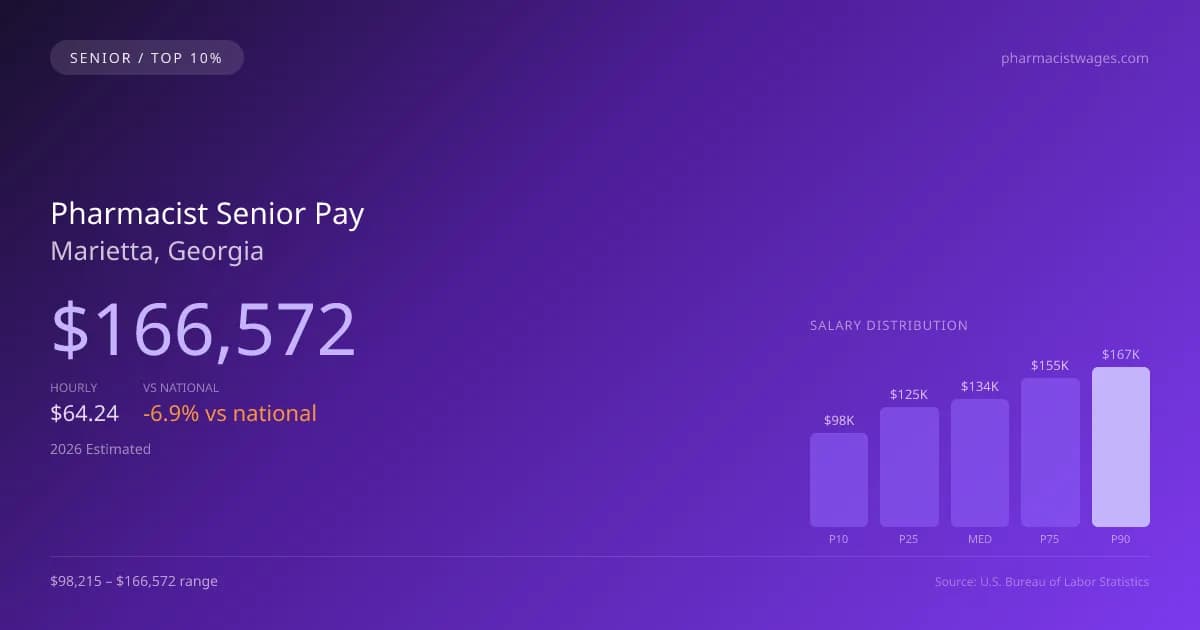 Pharmacist Senior Salary in Marietta, GA — 2026 est., based on 2025 BLS
