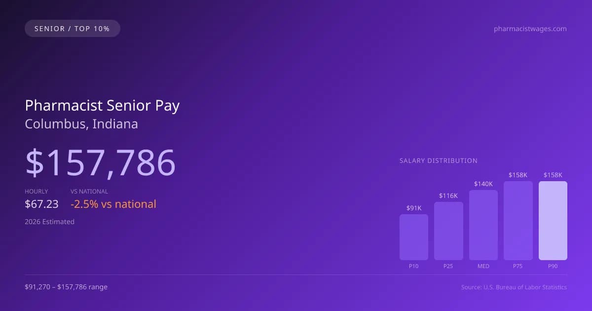 Pharmacist Senior Salary in Columbus, IN — 2026 est., based on 2025 BLS
