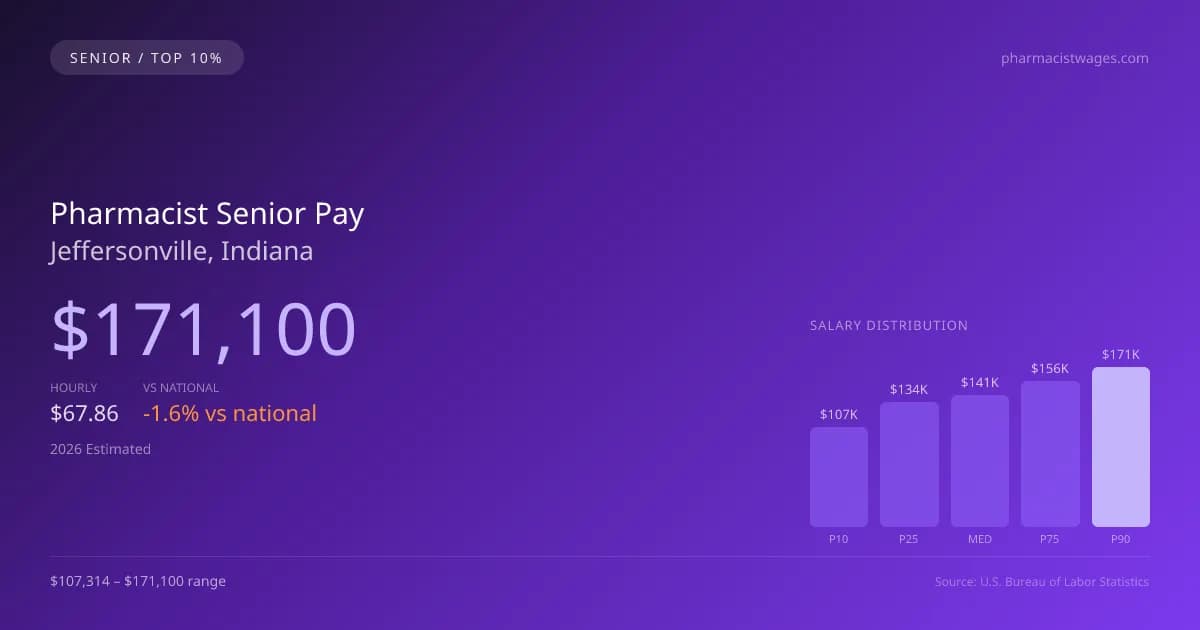 Pharmacist Senior Salary in Jeffersonville, IN — 2026 est., based on 2025 BLS