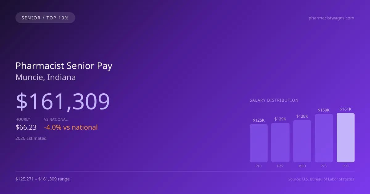 Pharmacist Senior Salary in Muncie, IN — 2026 est., based on 2025 BLS