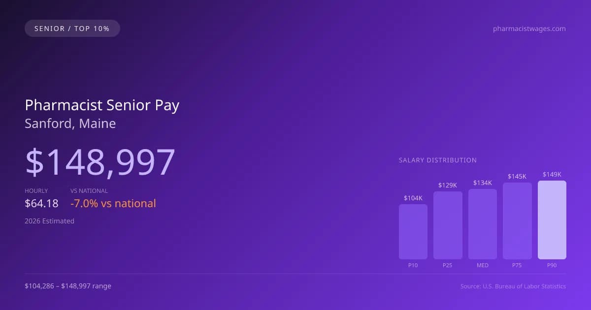 Pharmacist Senior Salary in Sanford, ME — 2026 est., based on 2025 BLS