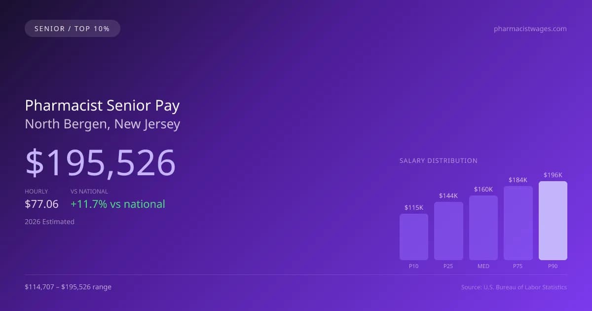 Pharmacist Senior Salary in North Bergen, NJ — 2026 est., based on 2025 BLS