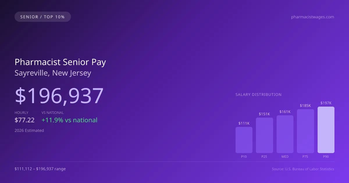 Pharmacist Senior Salary in Sayreville, NJ — 2026 est., based on 2025 BLS