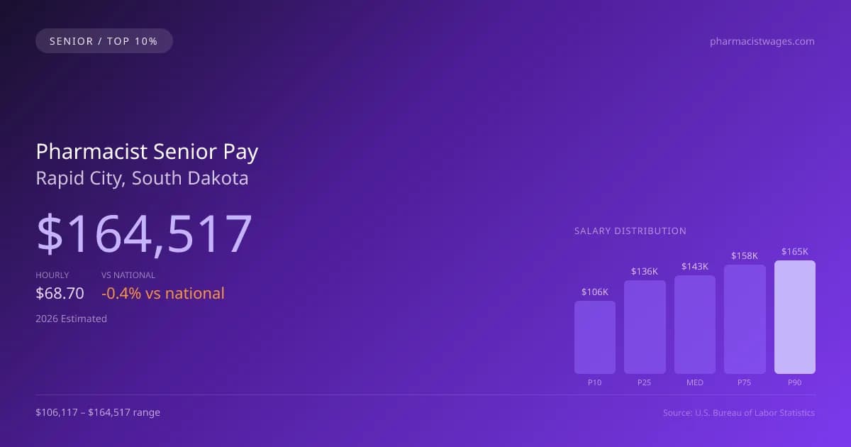 Pharmacist Senior Salary in Rapid City, SD — 2026 est., based on 2025 BLS