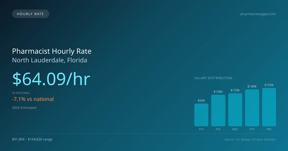 Pharmacist Hourly Rate in North Lauderdale, FL — 2026 est., based on 2025 BLS