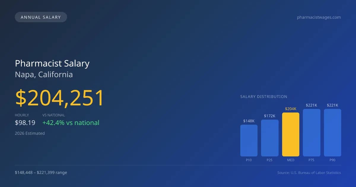 Pharmacist Salary in Napa, CA — 2026 est., based on 2025 BLS