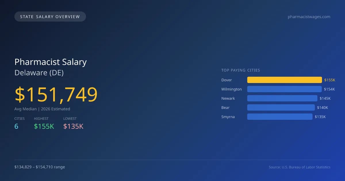Pharmacist Salary in Delaware - 2025 BLS Data Infographic