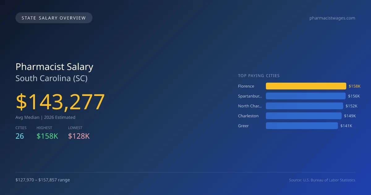 Pharmacist Salary in South Carolina - 2025 BLS Data Infographic