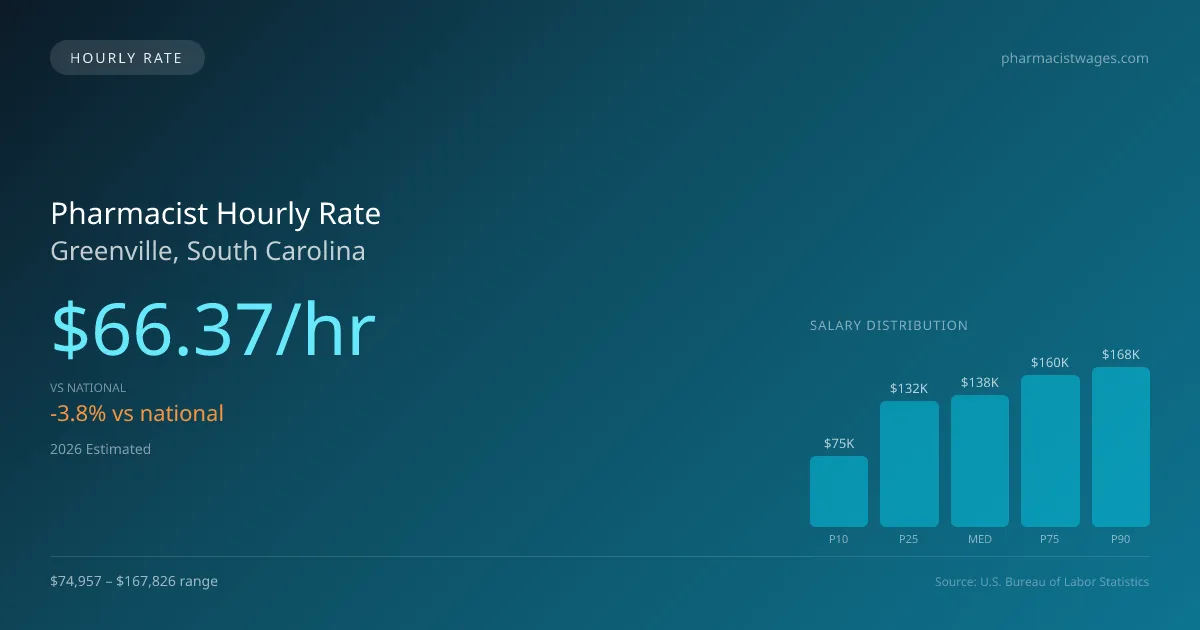 Pharmacist Hourly Rate in Greenville, SC — 2026 est., based on 2025 BLS