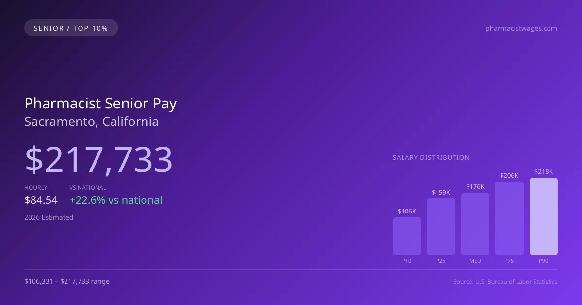 Pharmacist Senior Salary in Sacramento, CA — 2026 est., based on 2025 BLS