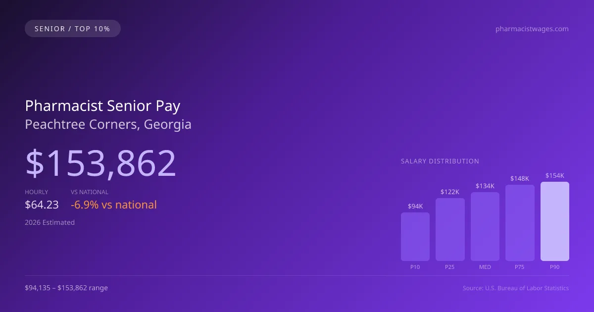 Pharmacist Senior Salary in Peachtree Corners, GA — 2026 est., based on 2025 BLS